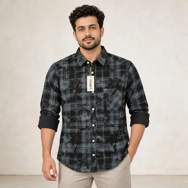 Black_Plaid_Casual_Shirt_For_Men