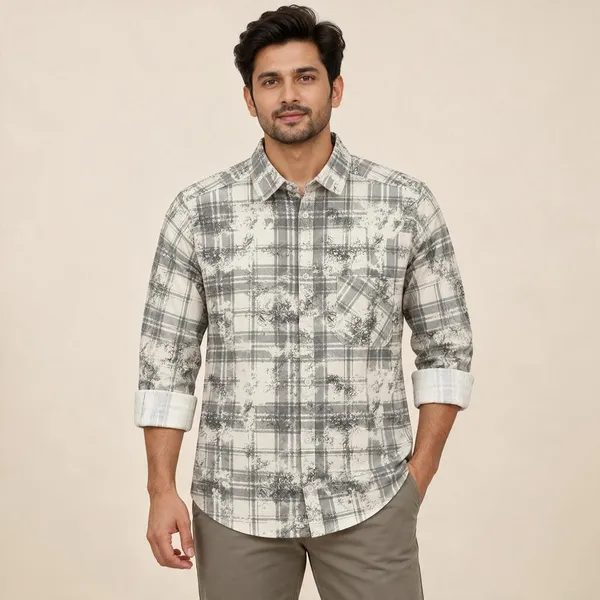 Grey_Checked_Casual_Shirt_For_Men