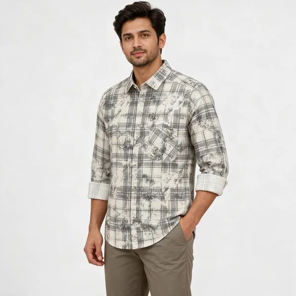 Grey_Checked_Casual_Shirt_For_Men