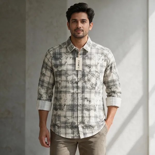 Grey_Checked_Casual_Shirt_For_Men
