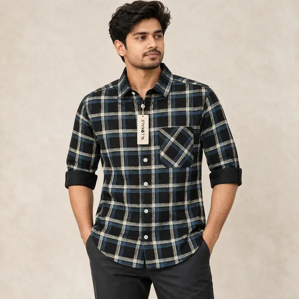 Black_Plaid_Casual_Shirt_For_Men