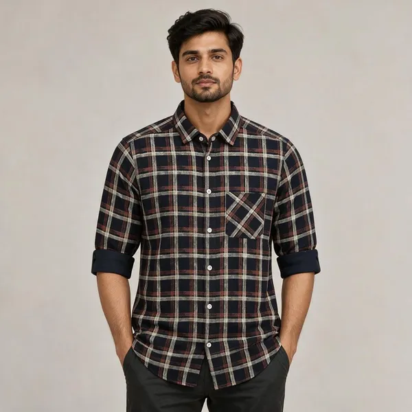 Navy_Checkered_Casual_Shirt_For_Men