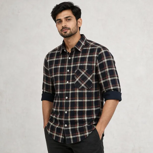 Navy_Checkered_Casual_Shirt_For_Men