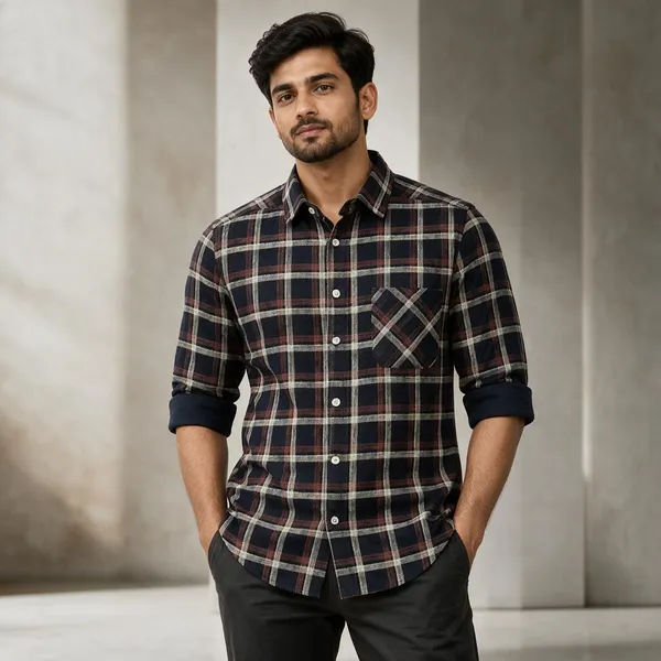 Navy_Checkered_Casual_Shirt_For_Men