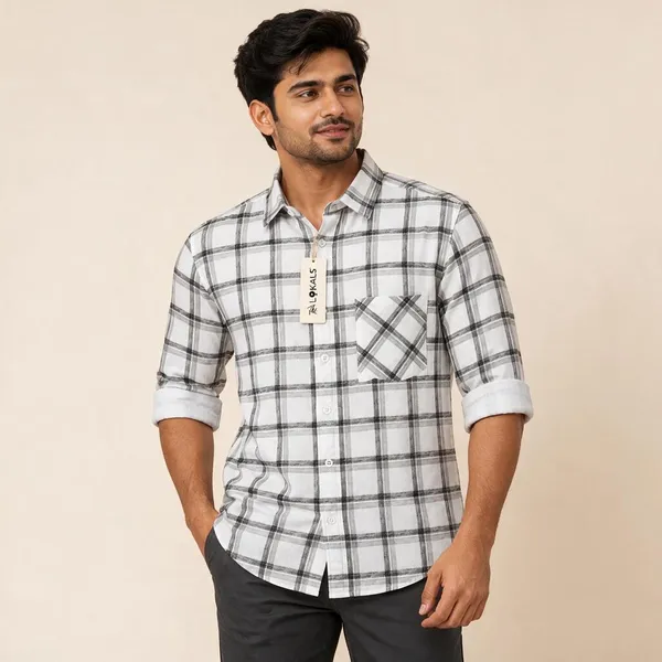 White_Checkered_Casual_Shirt_For_Men