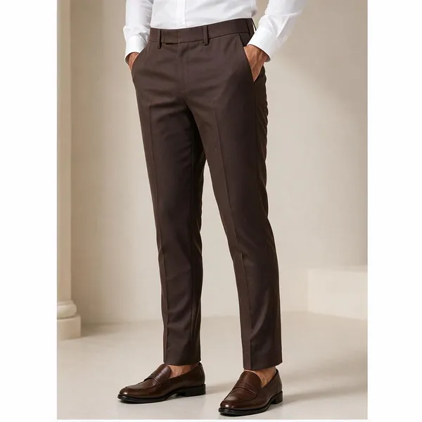 Brown_Fabric_Slim_Fit_Trousers_For_Men