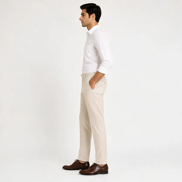 Beige_Cotton_Feel_Slim_Fit_Trousers_For_Men