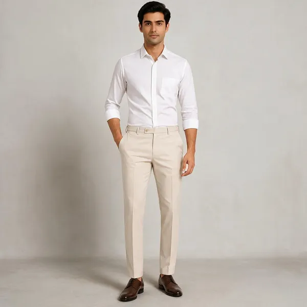 Beige_Cotton_Feel_Slim_Fit_Trousers_For_Men