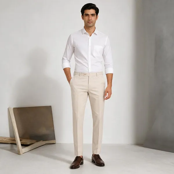 Beige_Cotton_Feel_Slim_Fit_Trousers_For_Men