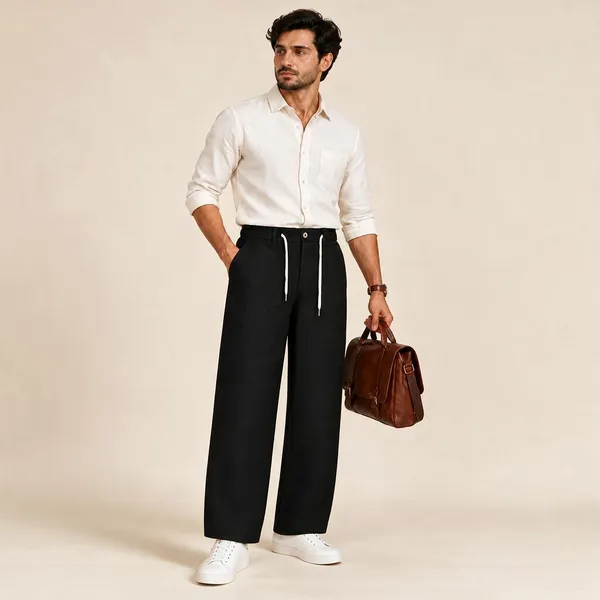Black_Relaxed_Fit_Casual_Trousers_For_Men