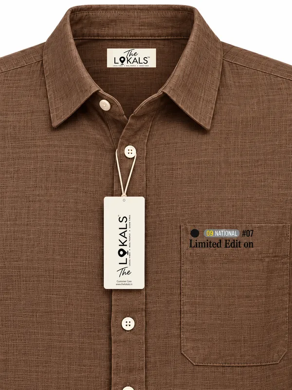 Brown_Textured_Casual_Shirt_For_Men