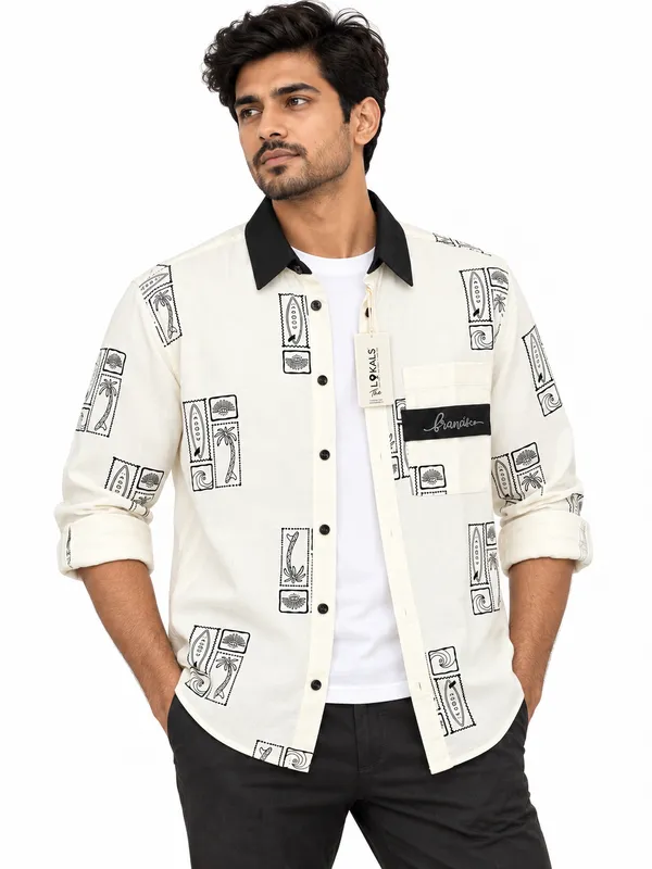Off_White_Printed_Casual_Shirt_For_Men