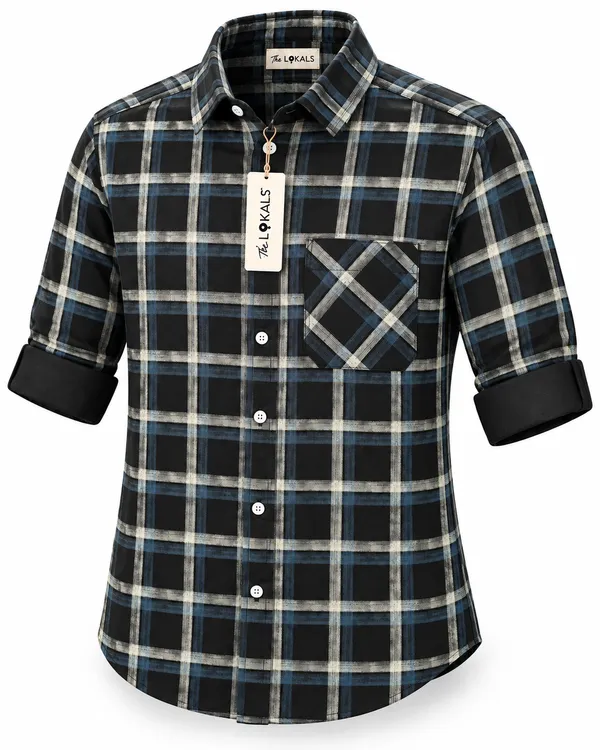 Black_Plaid_Casual_Shirt_For_Men