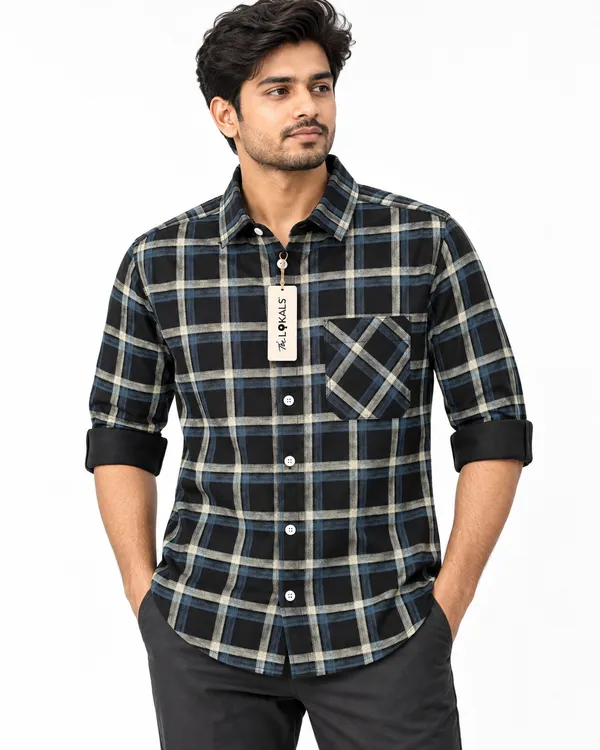 Black_Plaid_Casual_Shirt_For_Men