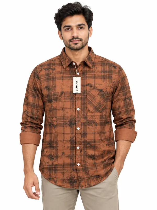 Brown_Cotton_Printed_Regular_Fit_Shirt_For_Men