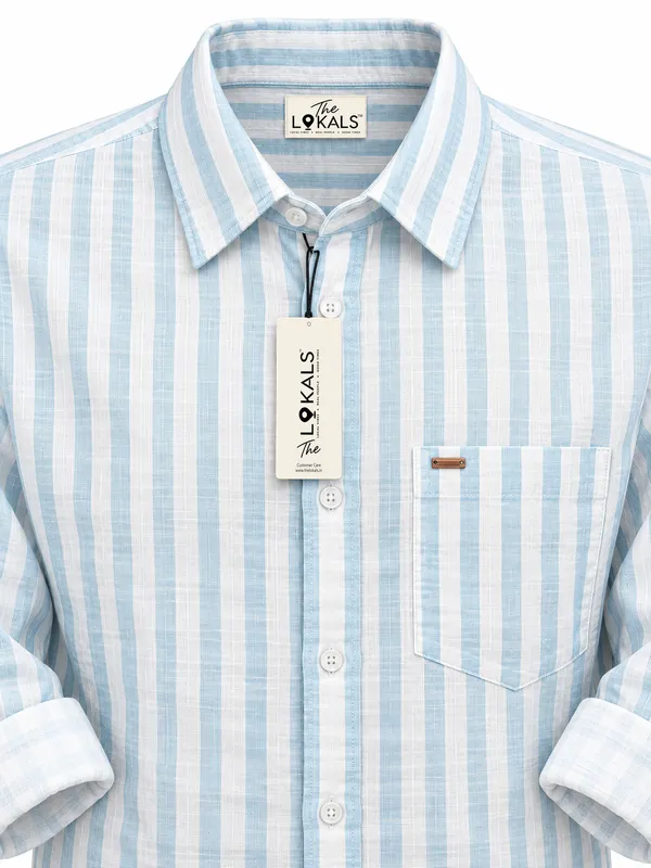 White_Blue_Striped_Casual_Shirt_For_Men