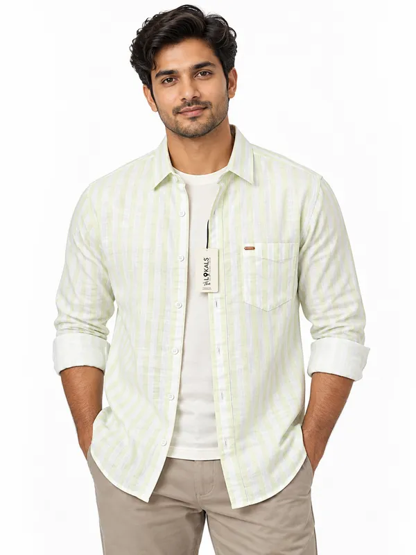 Light_Green_Striped_Regular_Fit_Shirt_For_Men