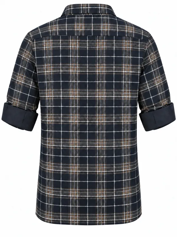 Navy_Plaid_Casual_Shirt_For_Men