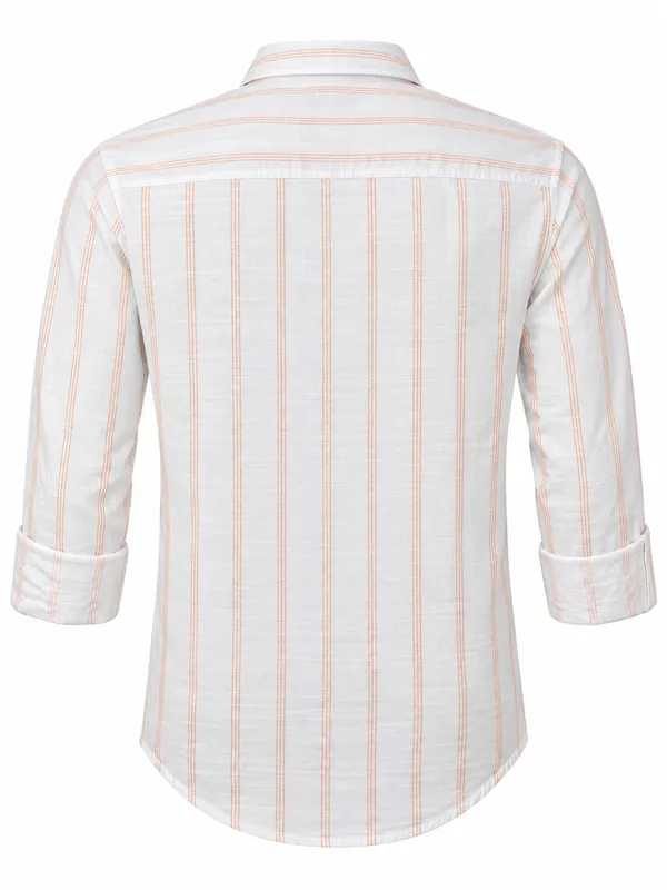 White_Cotton_Linen_Regular_Fit_Striped_Shirt_For_Men