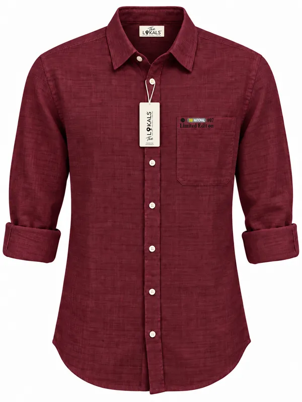 Maroon_Textured_Casual_Shirt_For_Men