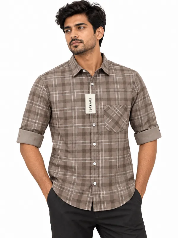 Brown_Plaid_Casual_Shirt_For_Men