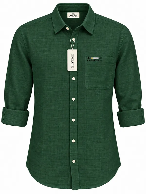 Green_Textured_Regular_Fit_Casual_Shirt_For_Men