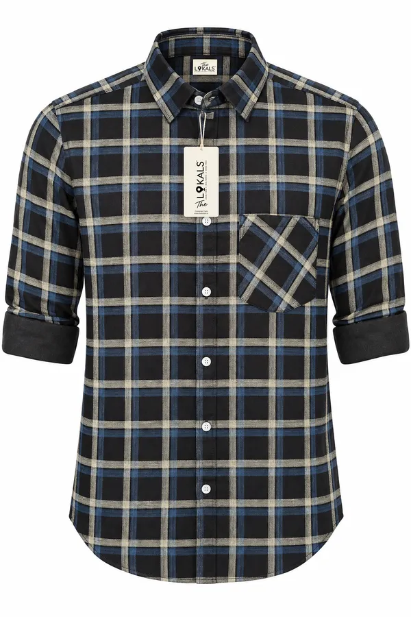 Black_Plaid_Casual_Shirt_For_Men