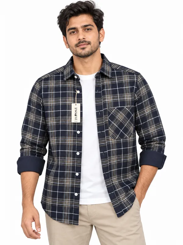 Navy_Plaid_Casual_Shirt_For_Men