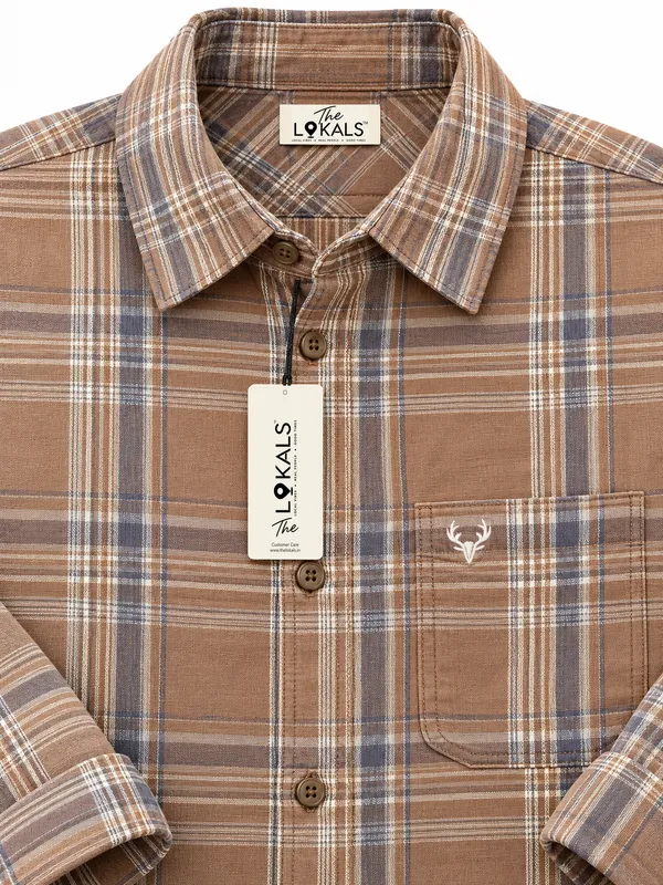 Brown_Plaid_Casual_Shirt_For_Men