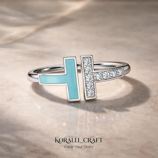 Silver_Sterling_Silver_Turquoise_Enamel_Cz_Adjustable_Band_Ring_For_Women