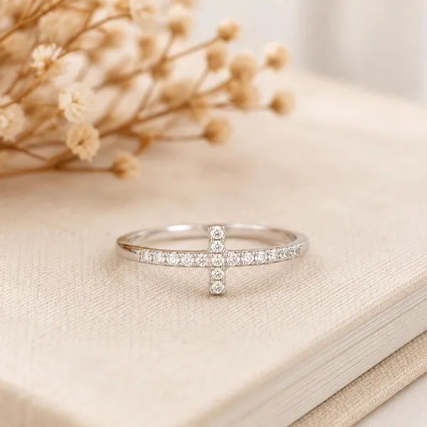 Silver_Sterling_Silver_Rhodium_Plated_Moissanite_Cross_Ring_For_Women