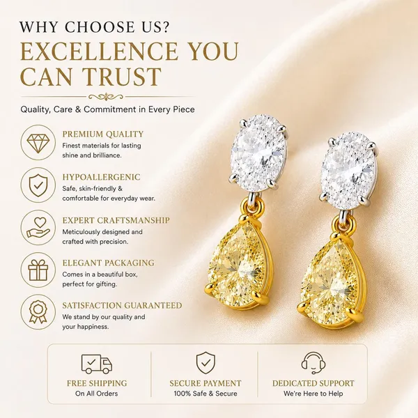 Gold_Sterling_Silver_Two_Tone_Yellow_Cz_Pear_Dangle_Earrings_For_Women