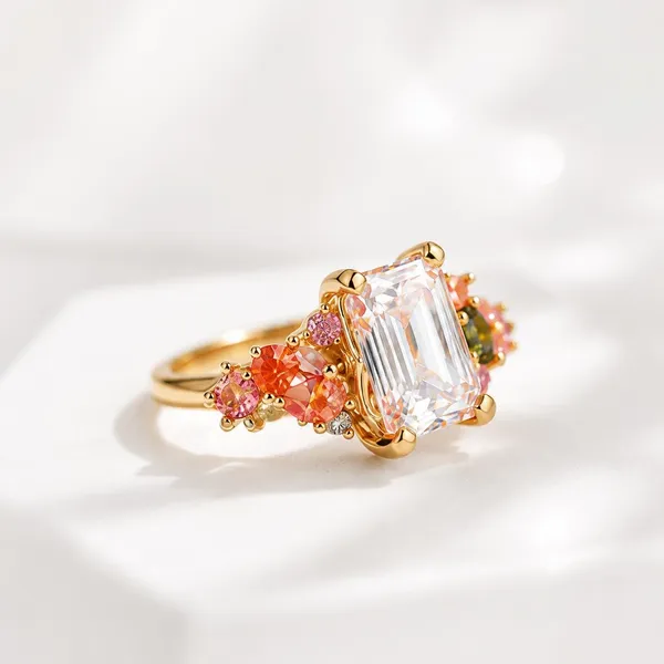 Gold_Sterling_Silver_Emerald_Cut_Cz_Statement_Ring_For_Women