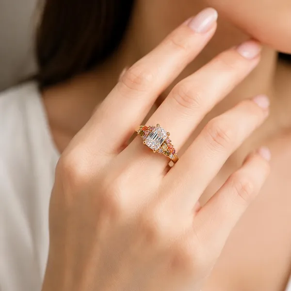 Gold_Sterling_Silver_Emerald_Cut_Cz_Statement_Ring_For_Women