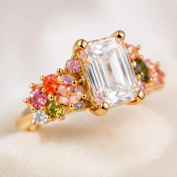 Gold_Sterling_Silver_Emerald_Cut_Cz_Statement_Ring_For_Women