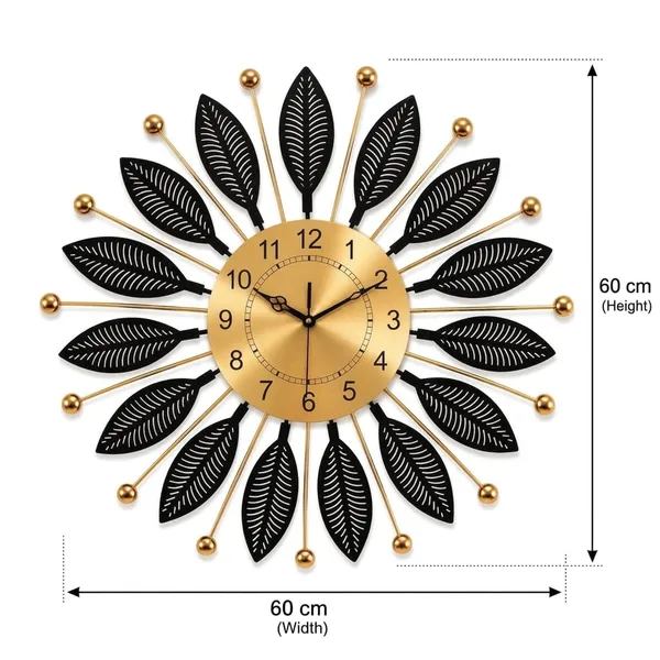 Metal_Leaf_Design_Round_Wall_Clock