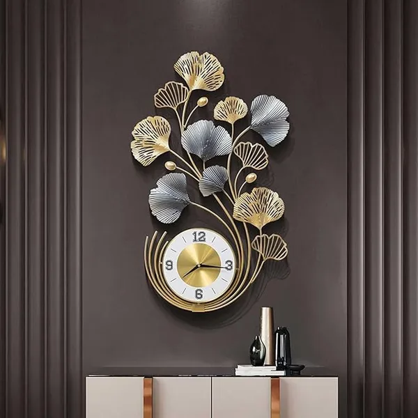 Metal_Botanical_Leaf_Wall_Clock