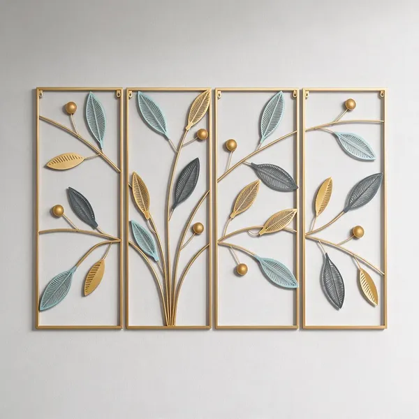 Multicolor_Metal_Four_Panel_Wall_Art_For_Living_Room