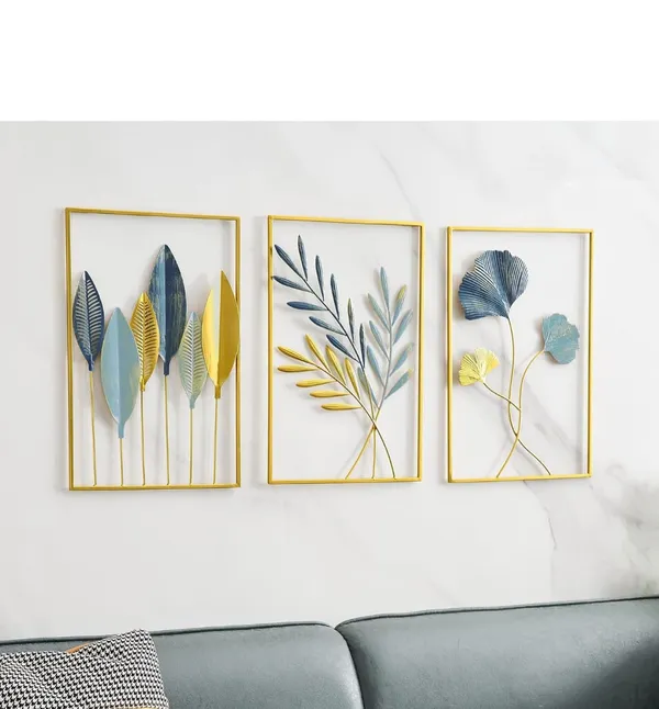 Metal_Botanical_Set_Of_3_Wall_Art_Frames