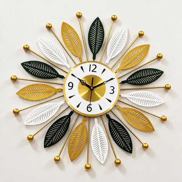 Multicolor_Metal_Sunburst_Wall_Clock_For_Living_Room,_Bedroom