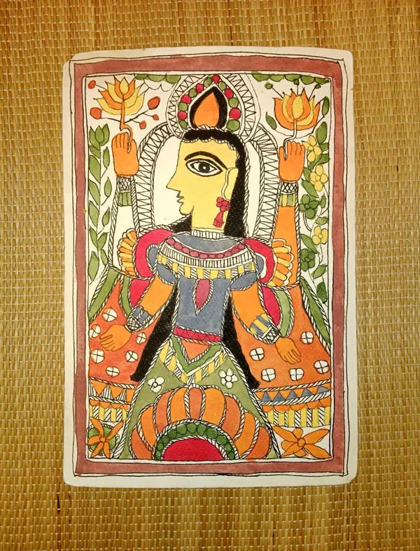 Paper_Madhubani_Folk_Art_Goddess_Painting
