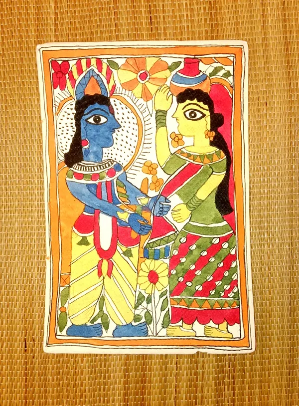 Madhubani_Style_Radha_Krishna_Folk_Art_Painting