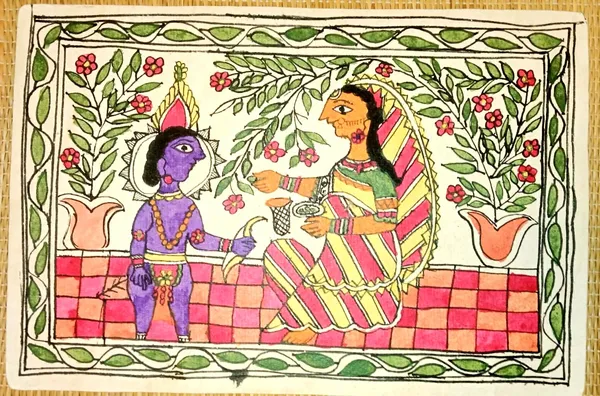 Madhubani_Folk_Art_Floral_Figure_Painting