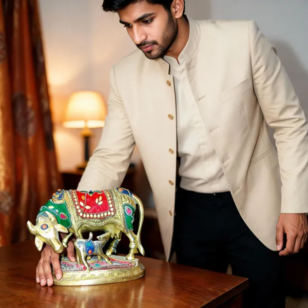 Metal_Traditional_Cow_And_Calf_Decorative_Figurine