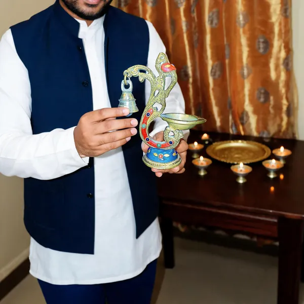 Metal_Peacock_Decorative_Diya_Set_With_Bells
