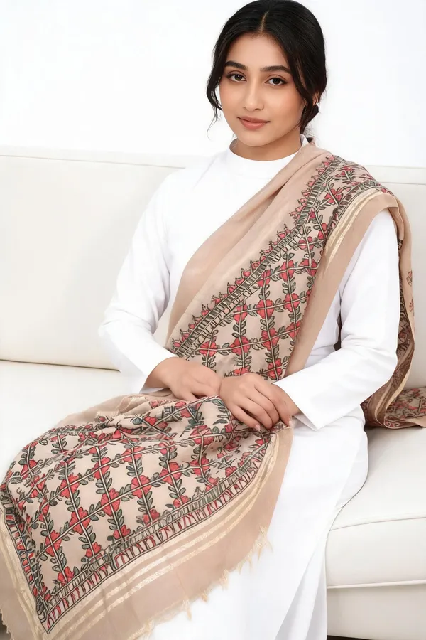 Beige_Printed_Dupatta_For_Women