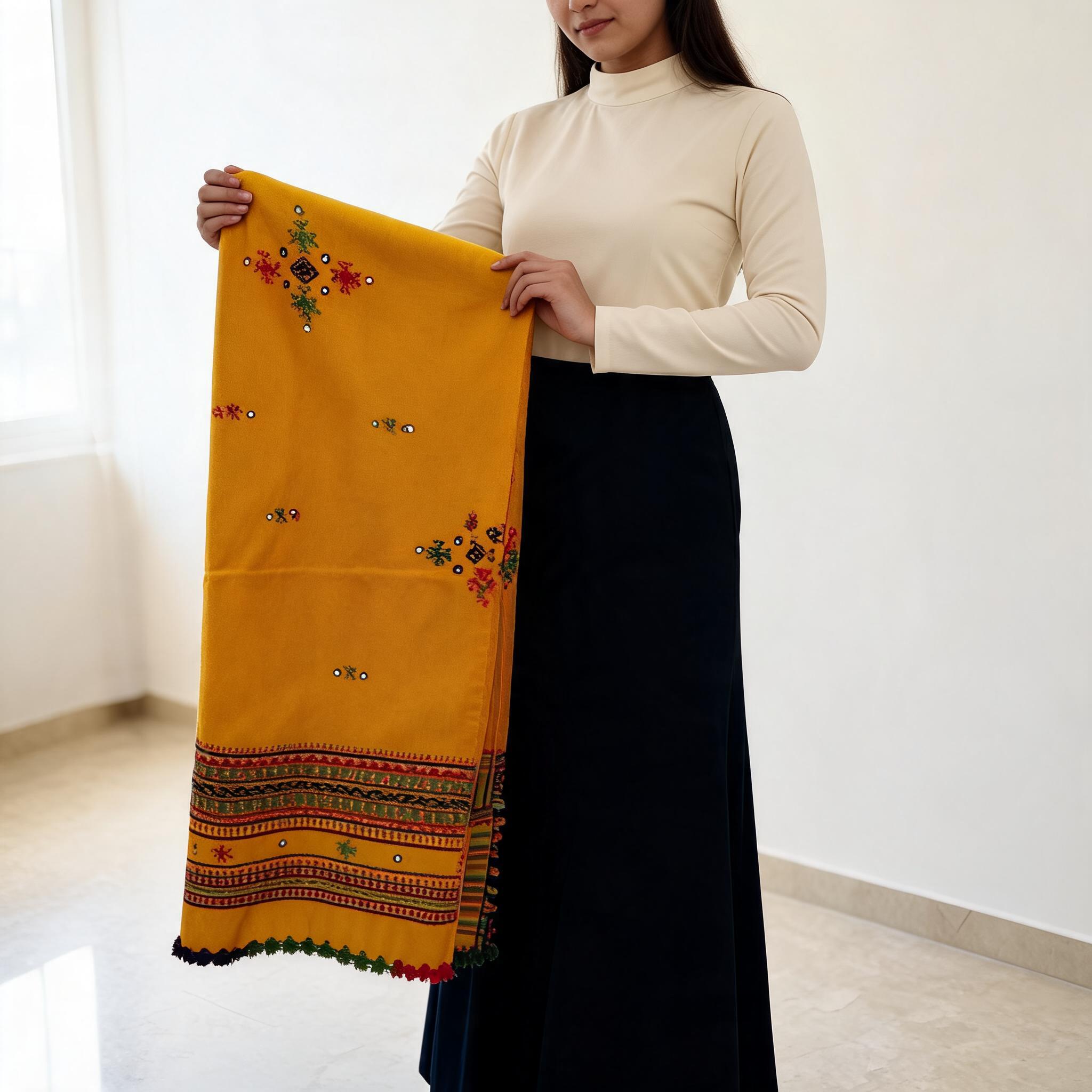 Mustard_Embroidered_Dupatta_For_Women