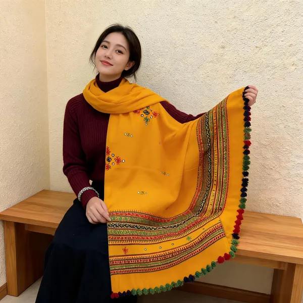Mustard_Embroidered_Dupatta_For_Women