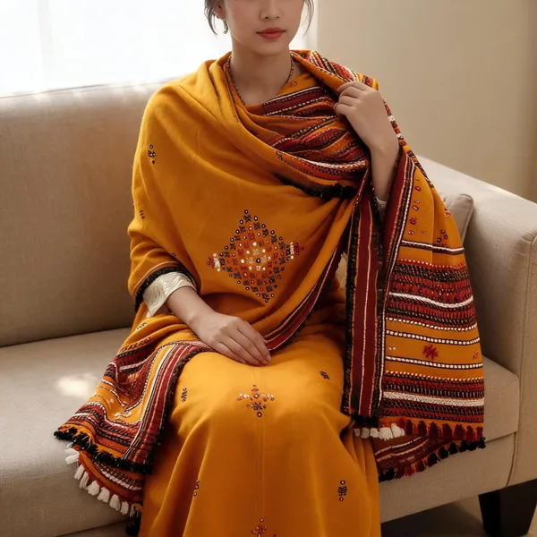 Orange_Printed_Ethnic_Saree_For_Women