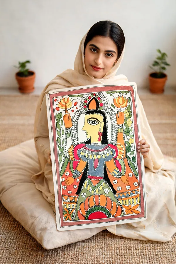 Paper_Madhubani_Folk_Art_Goddess_Painting